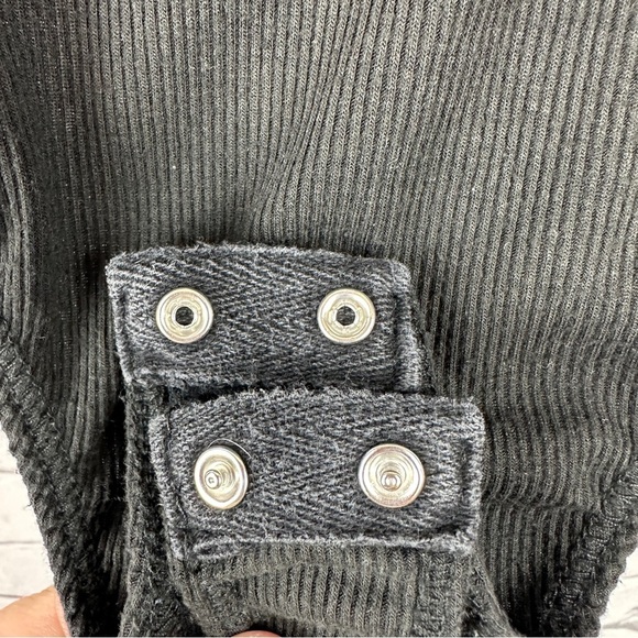 Free people Nothing But Rib Thong Bodysuit Black Medium Shoulder Cutouts - Picture 9 of 13